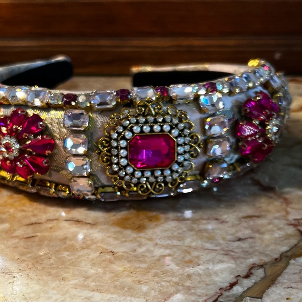 Elegant Pink and Gold Embellished Headbands Xmas Different designs. Stunning.